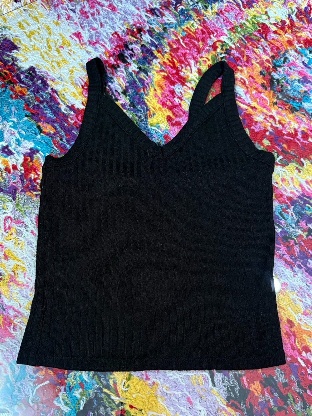 American Eagle Outfitters Black Ribbed V-Neck Tank